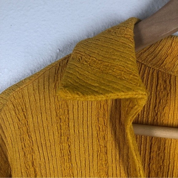 Free People Beach Aster Long Sleeve Collar Tee Dress Marigold Caftan Cover XS - Picture 4 of 10